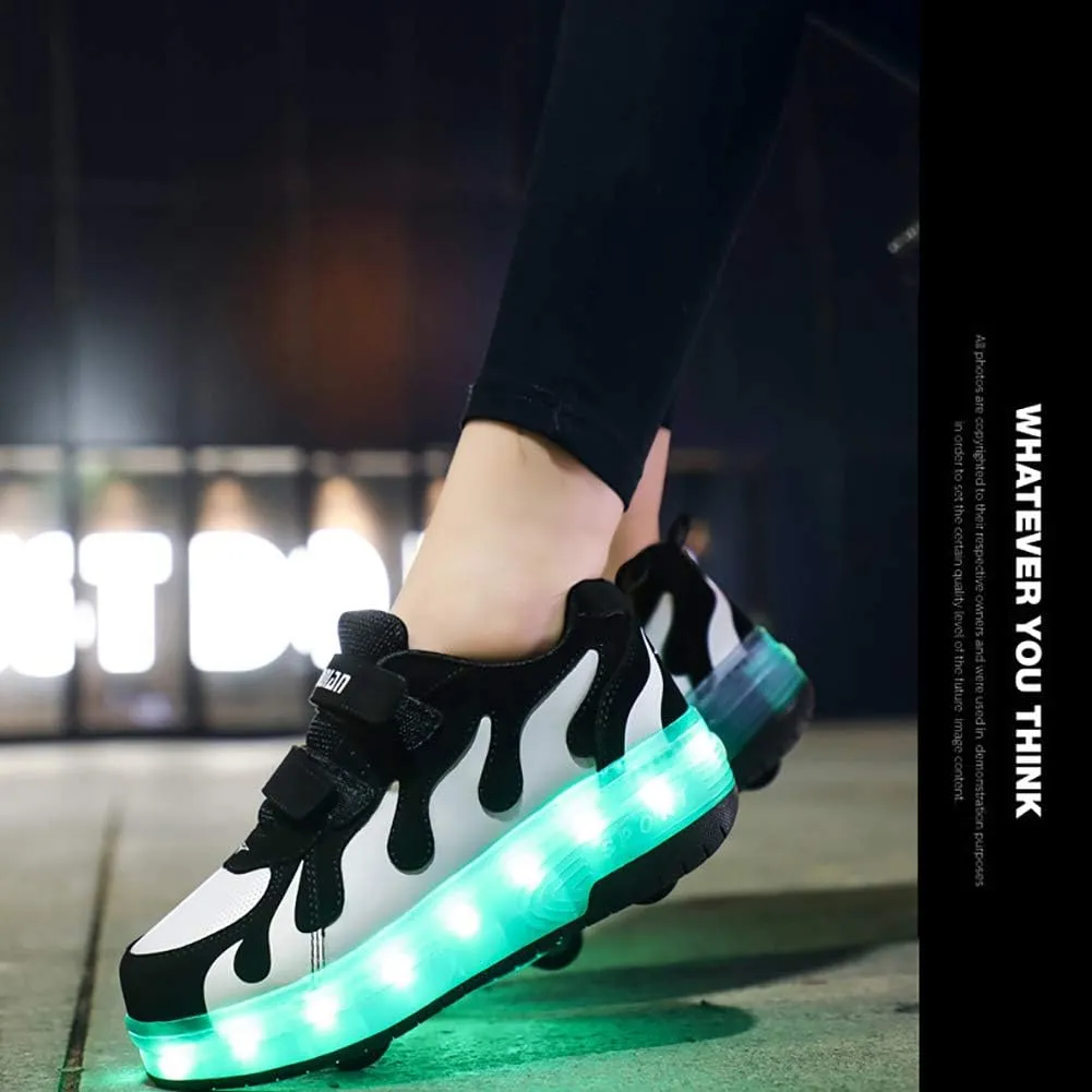 Kids USB Charging Led Light Up Shoes Double Wheels Roller Skates Shoes Sneakers for Boys Girls