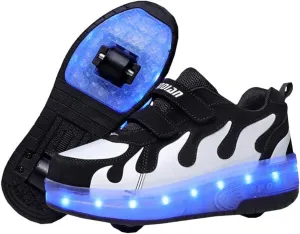 Kids USB Charging Led Light Up Shoes Double Wheels Roller Skates Shoes Sneakers for Boys Girls
