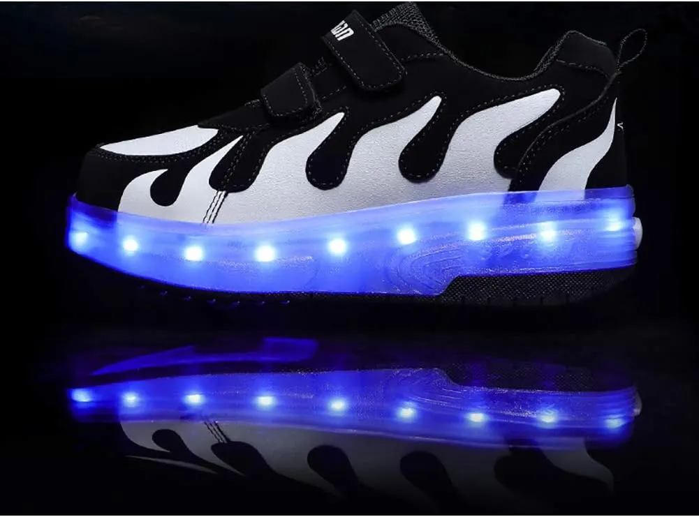 Kids USB Charging Led Light Up Shoes Double Wheels Roller Skates Shoes Sneakers for Boys Girls