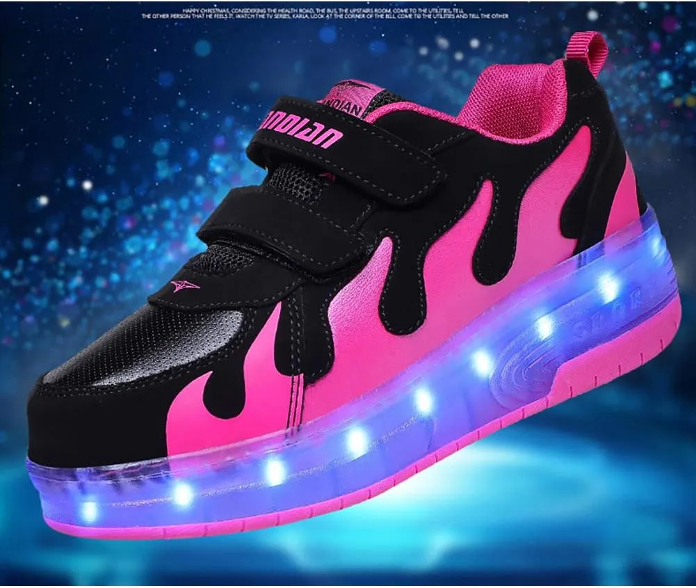 Kids USB Charging Led Light Up Shoes Double Wheels Roller Skates Shoes Sneakers for Boys Girls