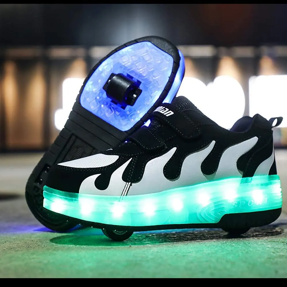 Kids USB Charging Led Light Up Shoes Double Wheels Roller Skates Shoes Sneakers for Boys Girls