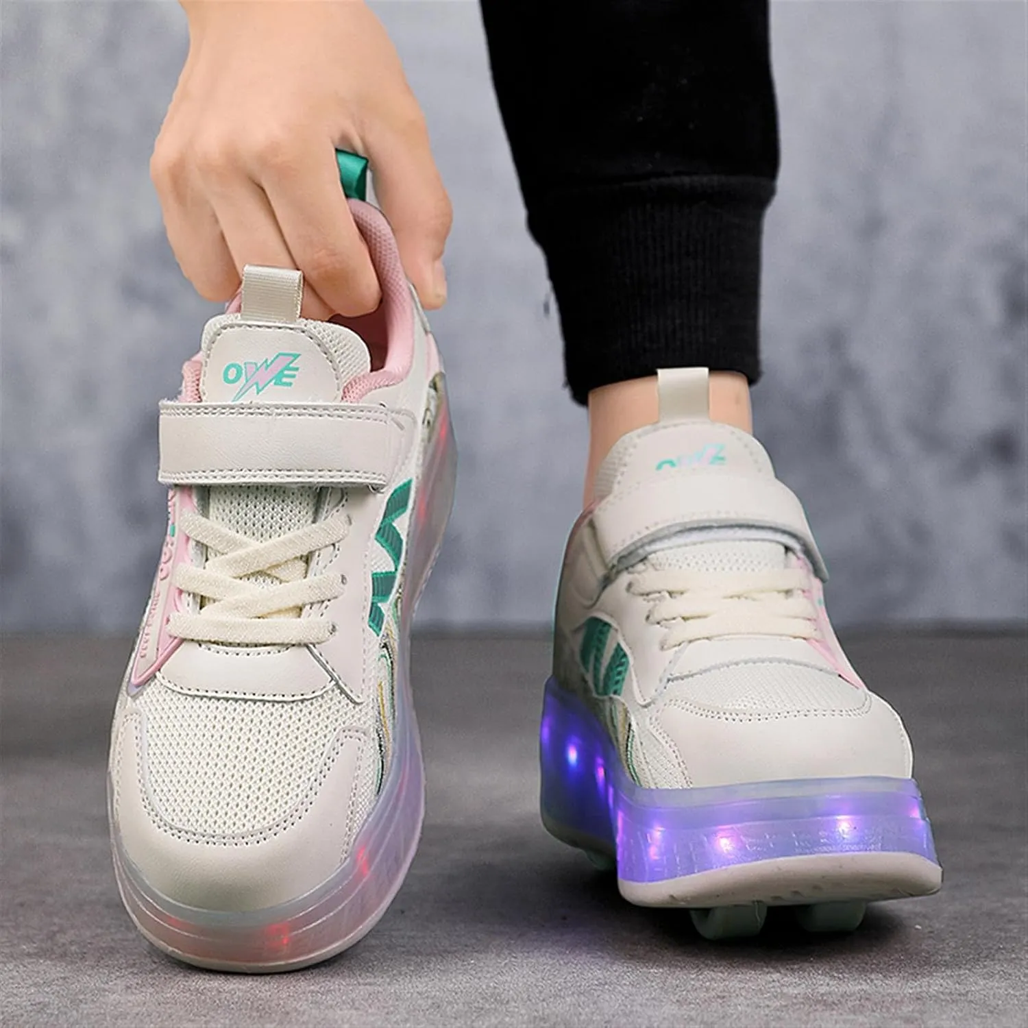 LED Roller Shoes for Kids  USB Rechargeable Light-Up Skating Sneakers with Detachable Wheels, Unisex Trendy Cool Street Roller Skates