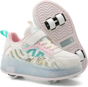 LED Roller Shoes for Kids  USB Rechargeable Light-Up Skating Sneakers with Detachable Wheels, Unisex Trendy Cool Street Roller Skates
