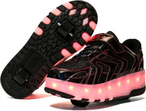 Led Roller Skate Shoes Sneakers, USB Charging Light Up Roller Shoes Boy Girl Child Adult Automatic Retractable Sneakers Fashionblack-USA 13