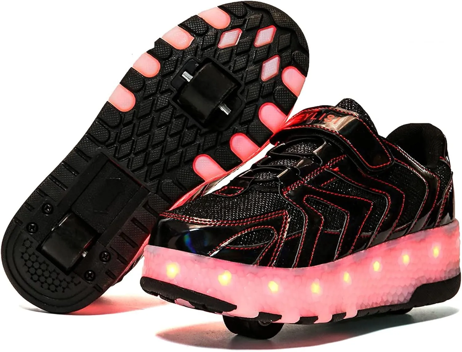 Led Roller Skate Shoes Sneakers, USB Charging Light Up Roller Shoes Boy Girl Child Adult Automatic Retractable Sneakers Fashionblack-USA 5.5