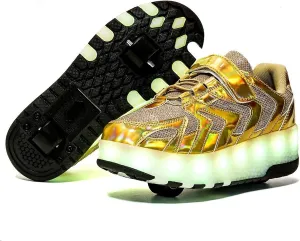 Led Roller Skate Shoes Sneakers, USB Charging Light Up Roller Shoes Boy Girl Child Adult Automatic Retractable Sneakers Fashiongold-USA 8.5