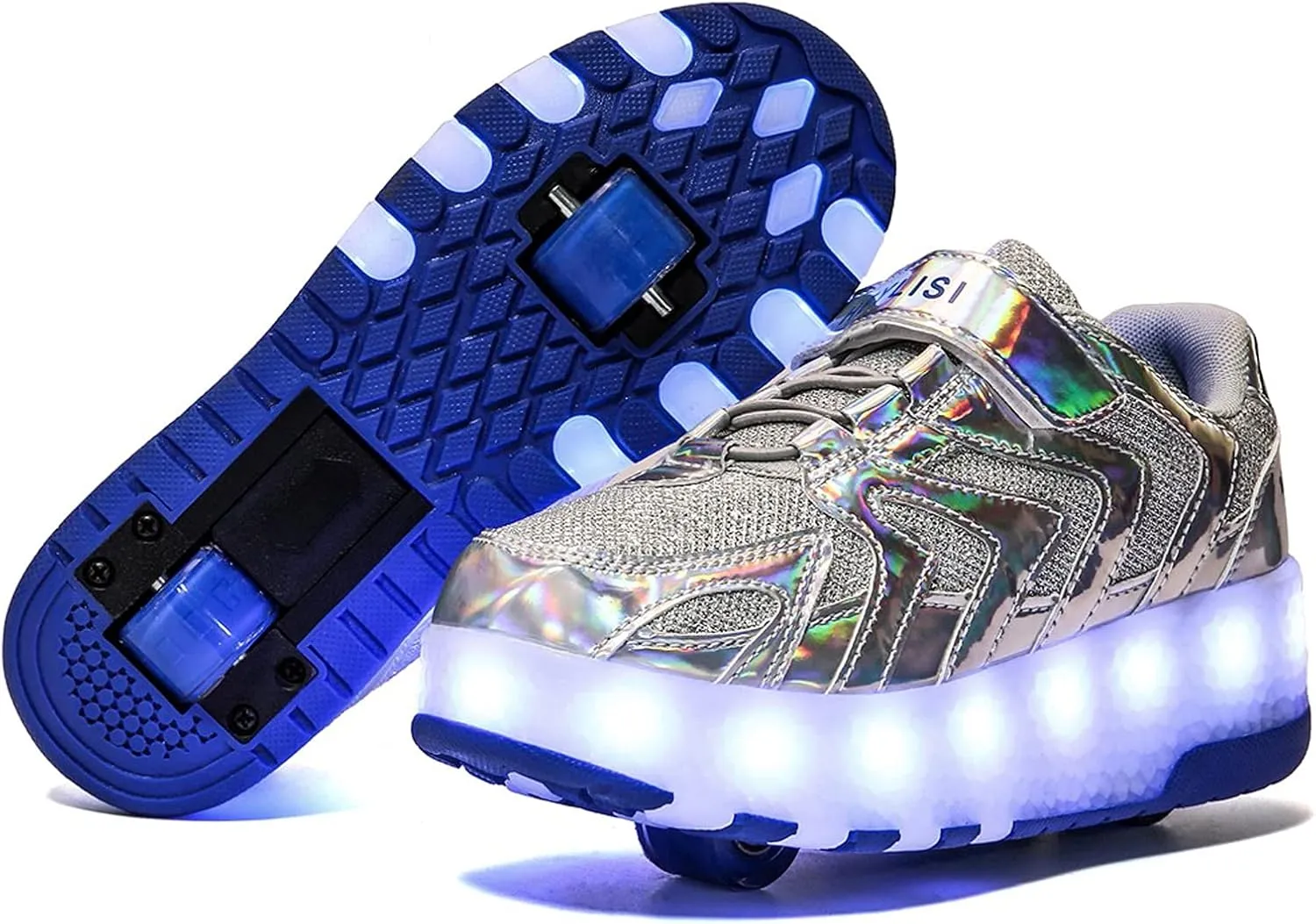 Led Roller Skate Shoes Sneakers, USB Charging Light Up Roller Shoes Boy Girl Child Adult Automatic Retractable Sneakers Fashionsilver-USA 12