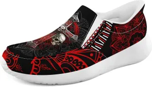 Men's Fashion Skull Canvas Shoes Women's Gothic Flower Slip-on Casual Sneaker Lightweight Breathable Summer Footwear