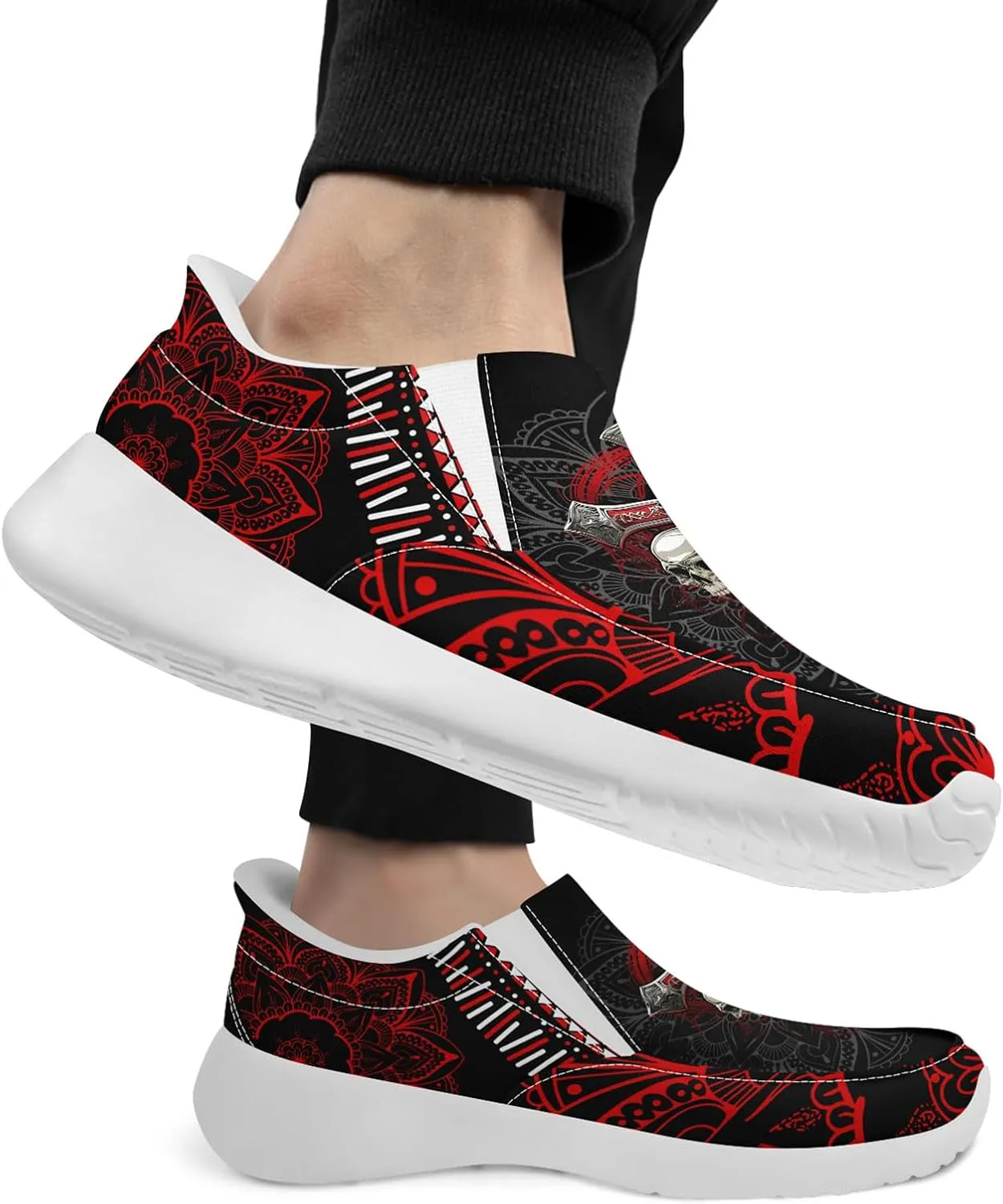 Men's Fashion Skull Canvas Shoes Women's Gothic Flower Slip-on Casual Sneaker Lightweight Breathable Summer Footwear