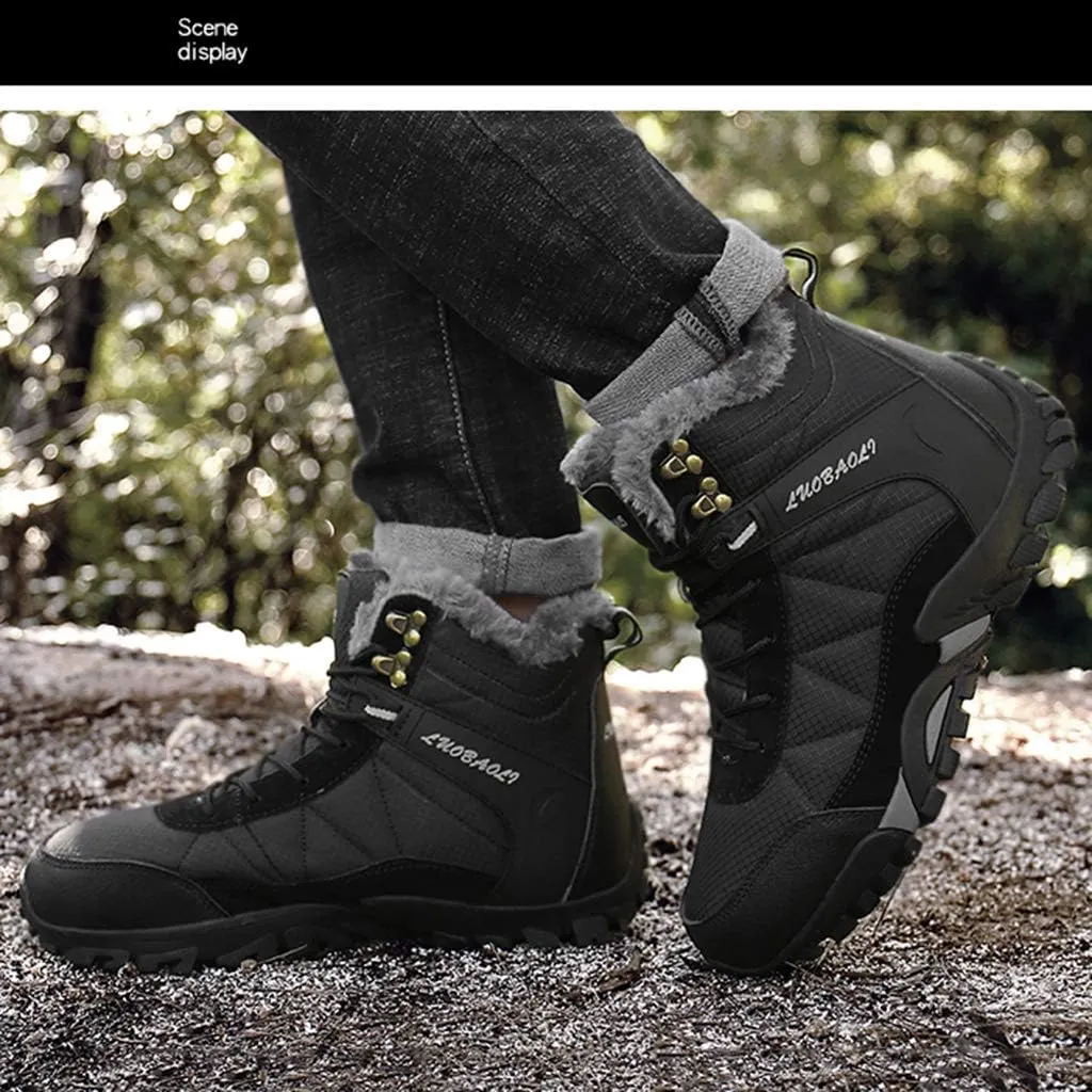 Men's Hiking Boots,Outdoor Leisure Off-Road High-top Cotton Shoes,Black-38/UK 5.5/US 6.5