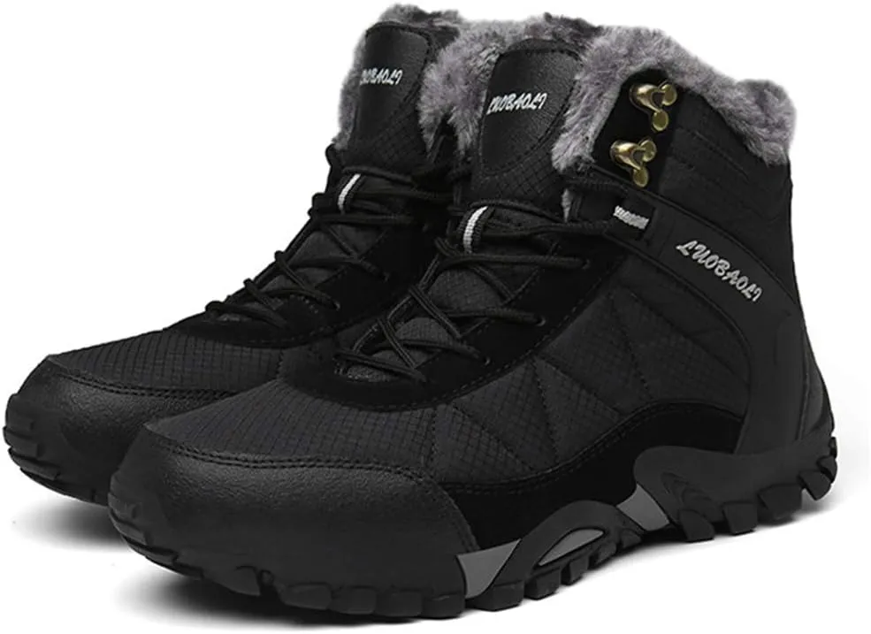 Men's Hiking Boots,Outdoor Leisure Off-Road High-top Cotton Shoes,Black-38/UK 5.5/US 6.5