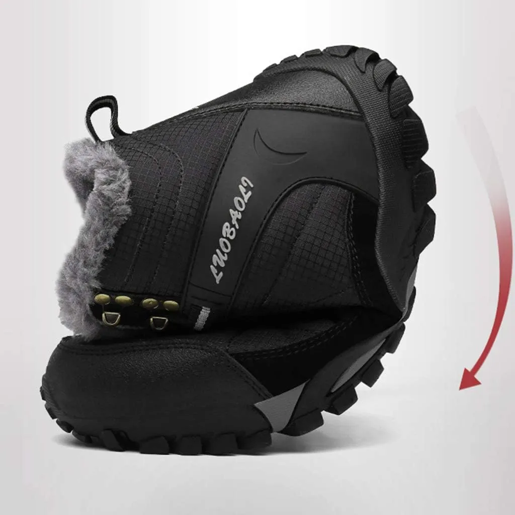 Men's Hiking Boots,Outdoor Leisure Off-Road High-top Cotton Shoes,Black-38/UK 5.5/US 6.5