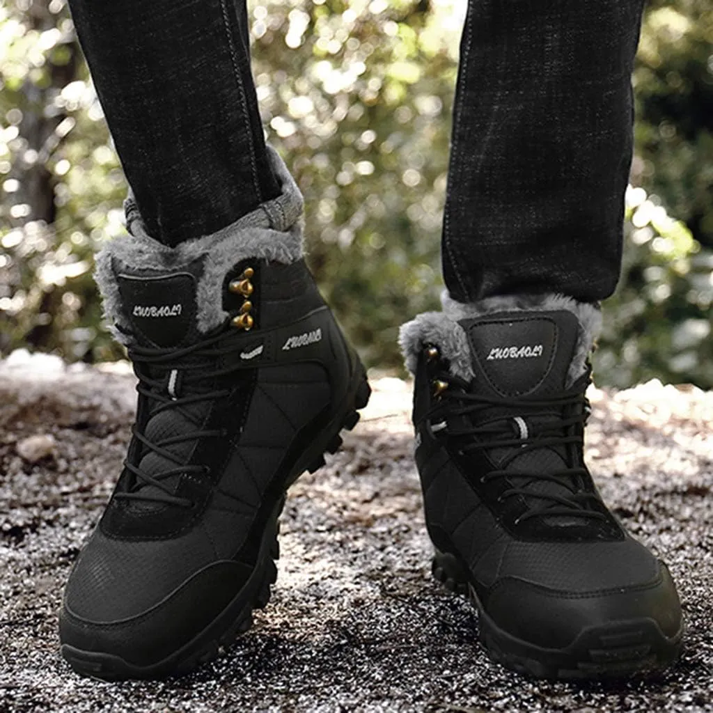 Men's Hiking Boots,Outdoor Leisure Off-Road High-top Cotton Shoes,Black-38/UK 5.5/US 6.5
