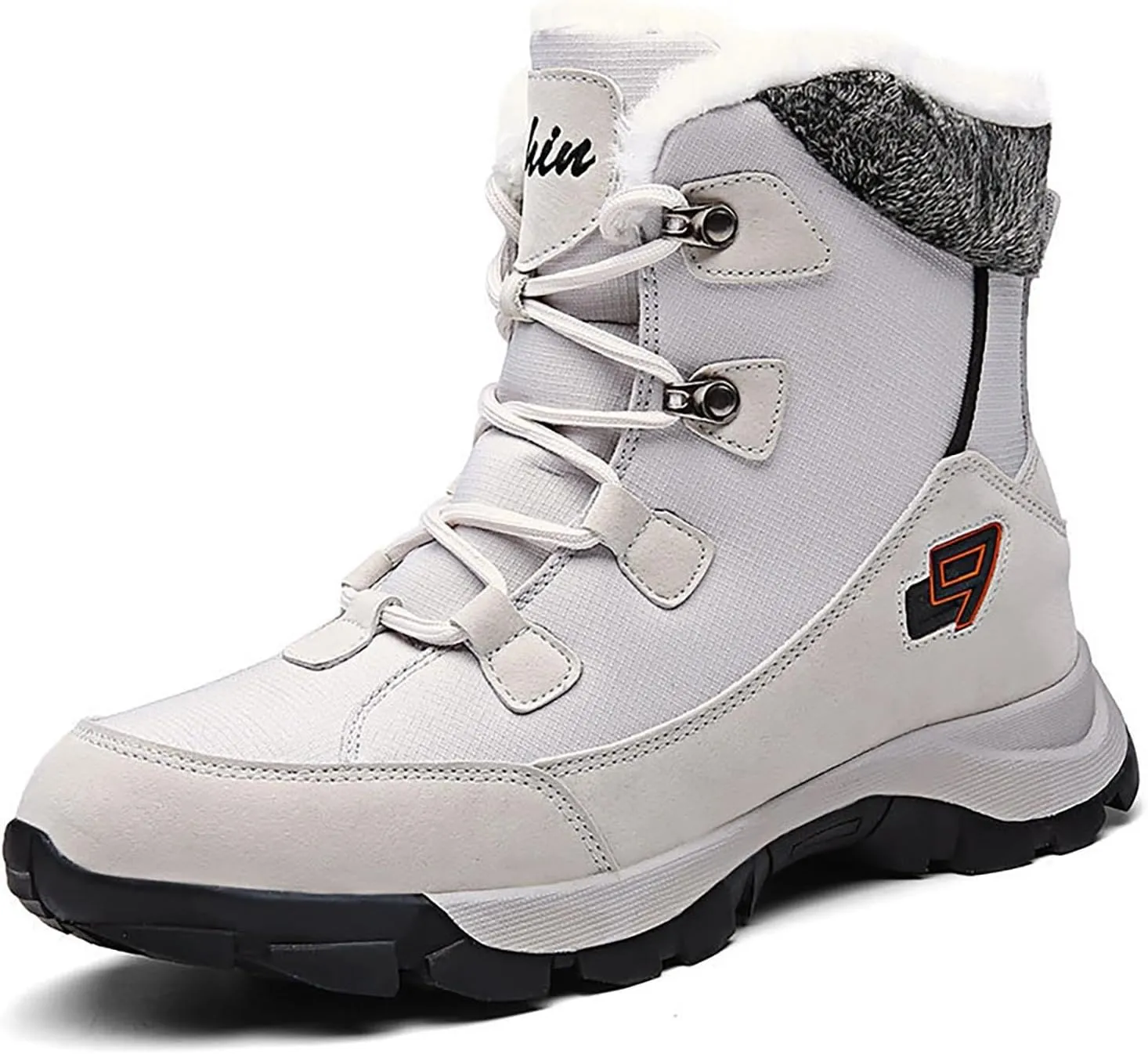 Men's Insulated Waterproof Hiking Snow Boots Fur Lined Winter Boot Non-Slip Outdoor Ankle High-top Shoes