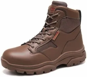 Men's Outdoor Hiking Climbing Boots Non-Slip Military Tactical Desert Boots Waterproof Leather Comfortable Safety Work Shoes High Top Motorcycle Shoes