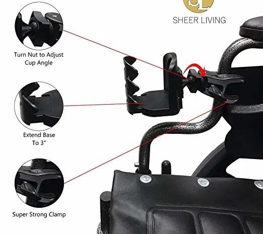 Mobility Cup Holder for Walker, Wheelchair and Mobility Scooter