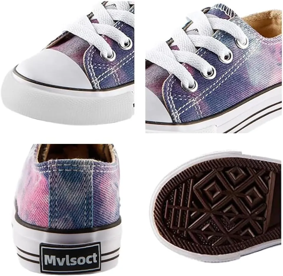 Mvlsoct Boys and Girl Low Top Canvas Kids Lace up Sneakers