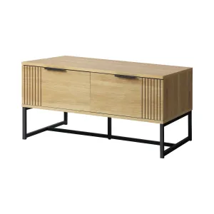 Oikiture Coffee Table Storage Drawers Side Tables Sofa Cafe Desk Wooden Natural