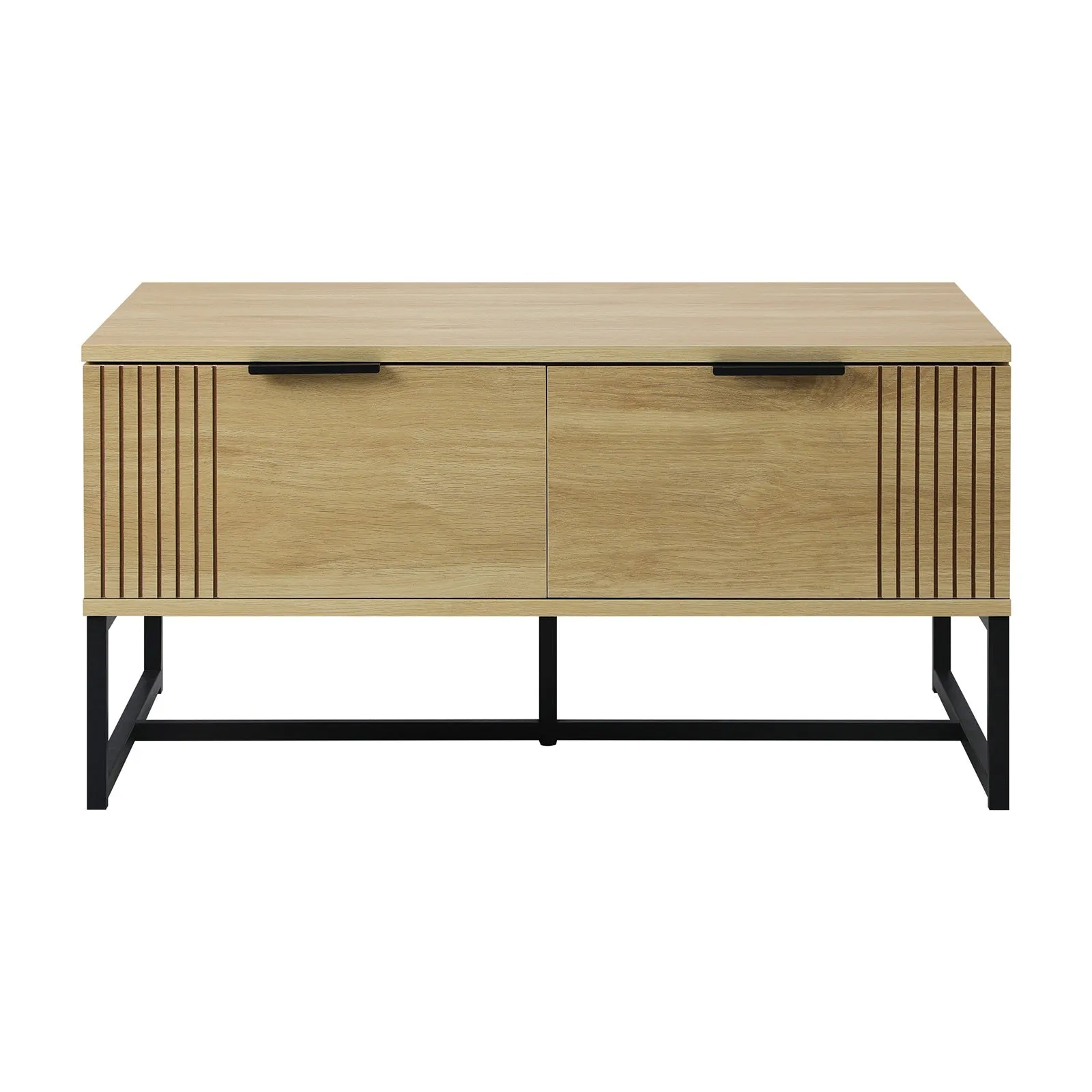 Oikiture Coffee Table Storage Drawers Side Tables Sofa Cafe Desk Wooden Natural