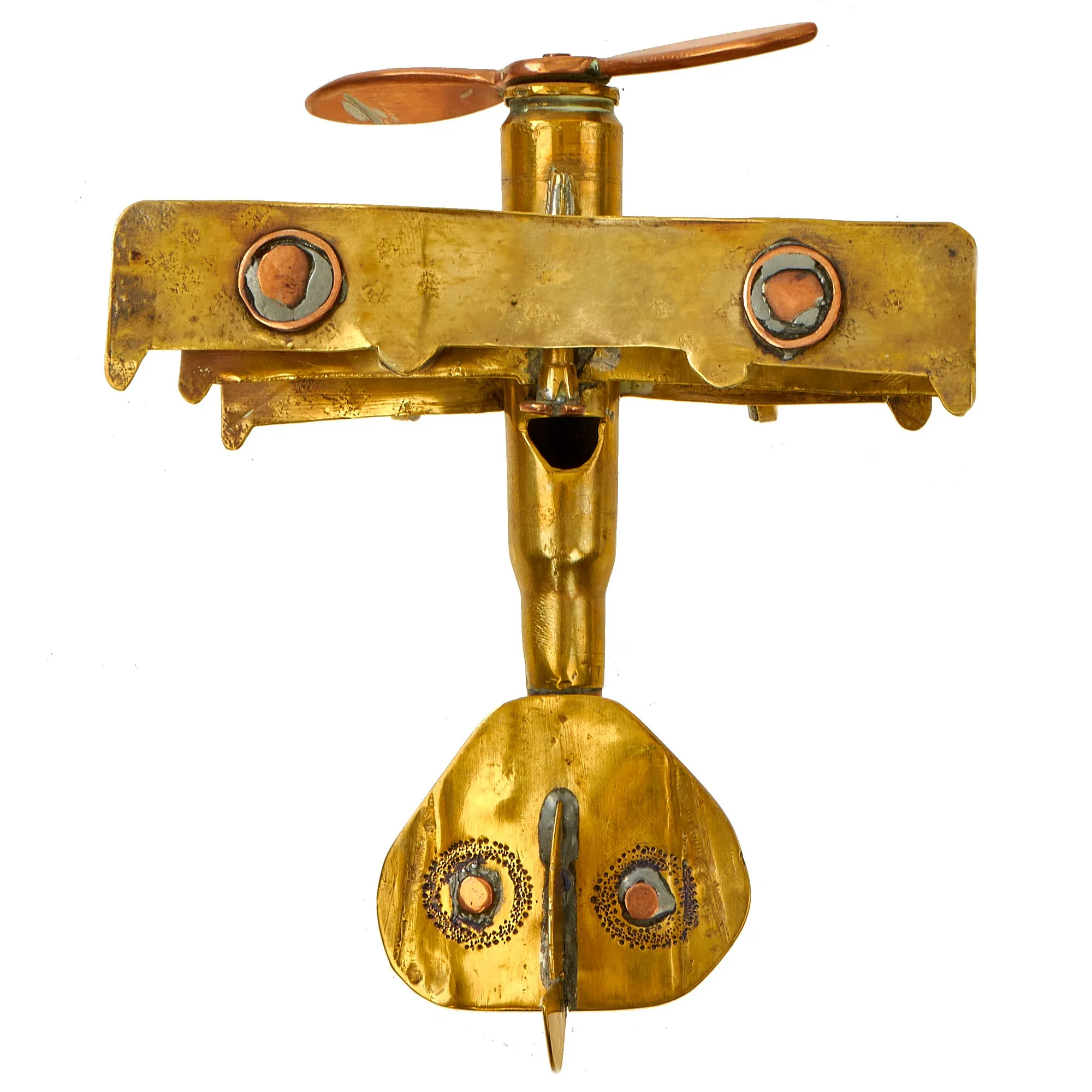 Original British WWI Era Sopwith Triplane Trench Art Constructed of Various Cartridges, Bullets and Scrap Brass