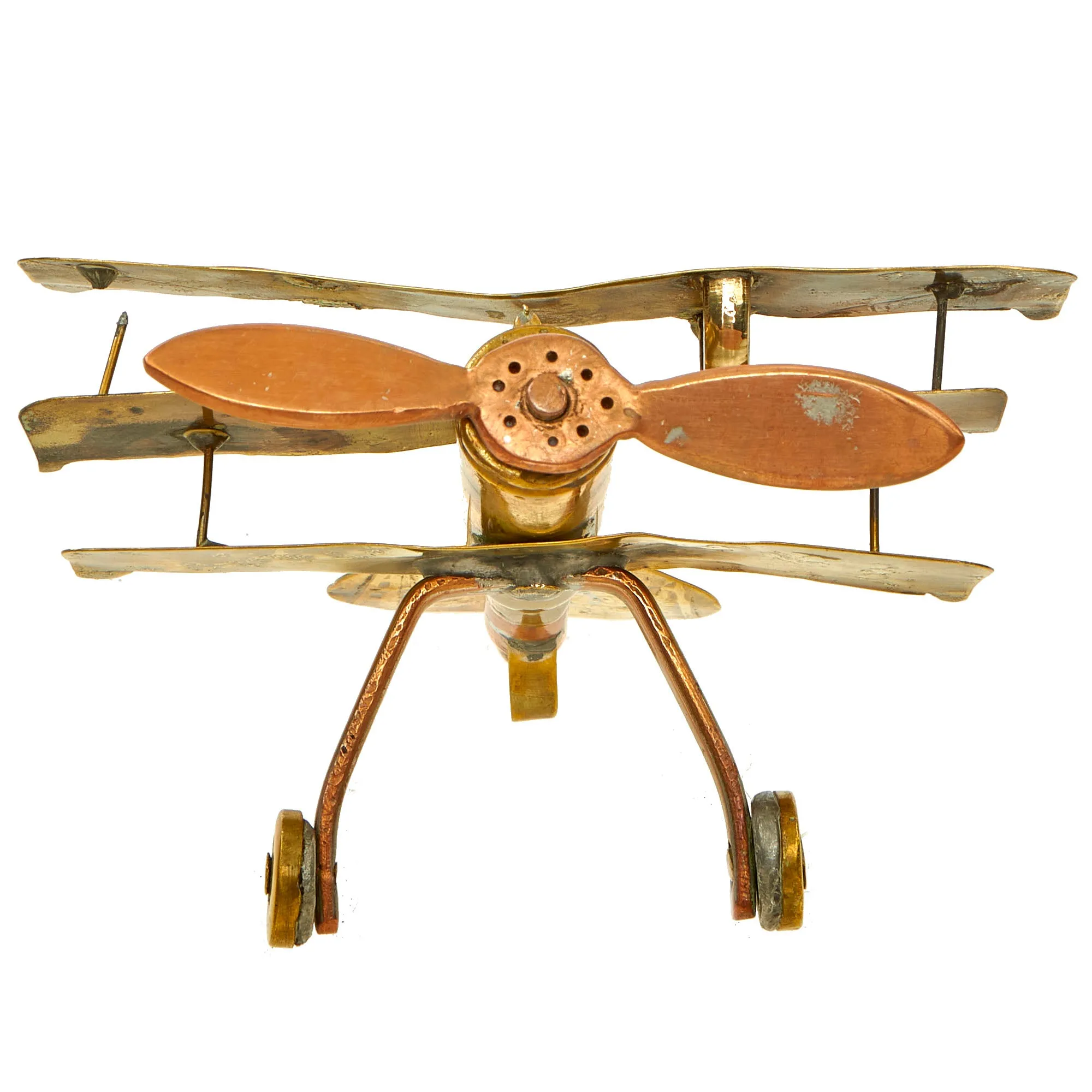 Original British WWI Era Sopwith Triplane Trench Art Constructed of Various Cartridges, Bullets and Scrap Brass