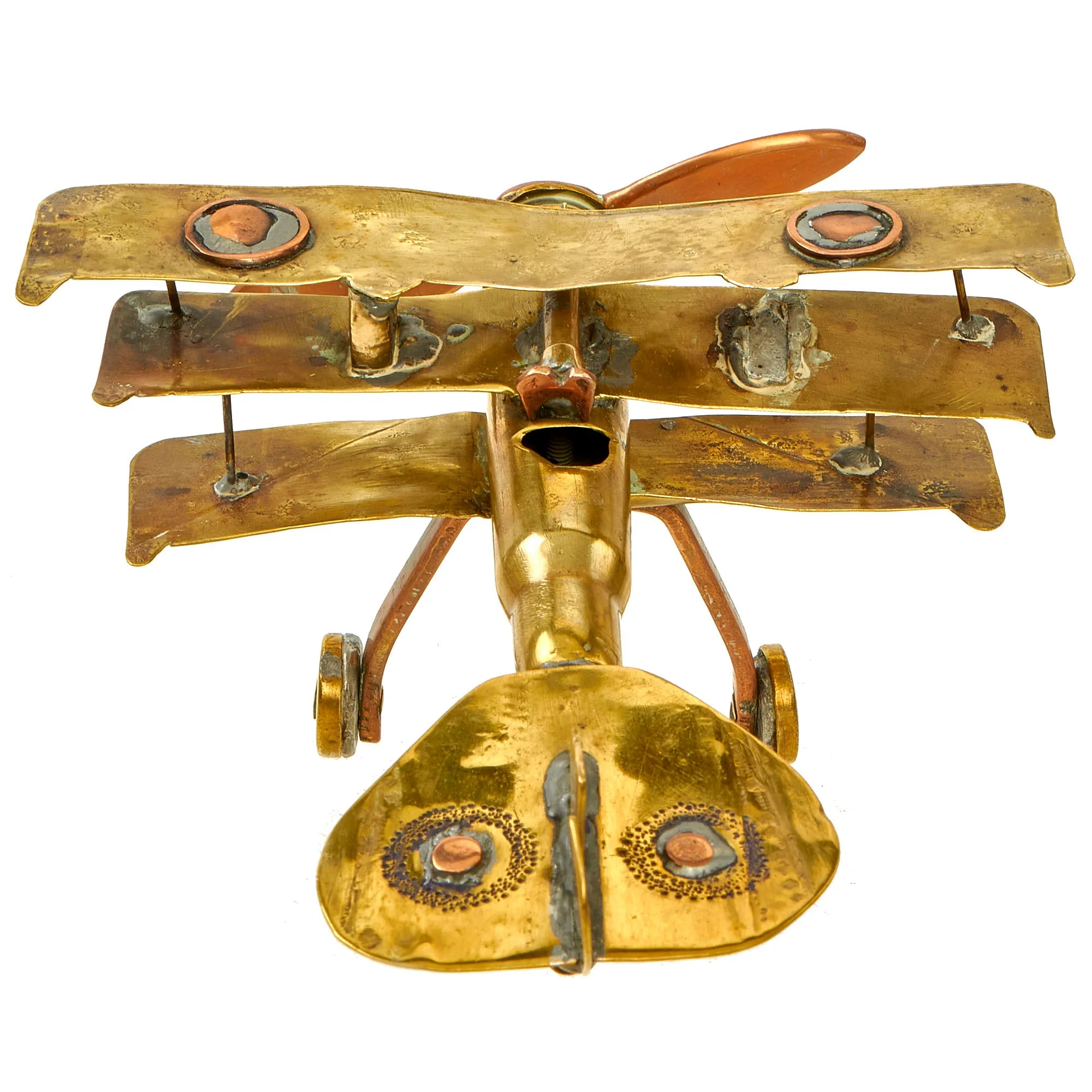 Original British WWI Era Sopwith Triplane Trench Art Constructed of Various Cartridges, Bullets and Scrap Brass