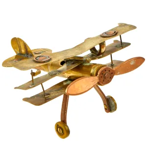 Original British WWI Era Sopwith Triplane Trench Art Constructed of Various Cartridges, Bullets and Scrap Brass