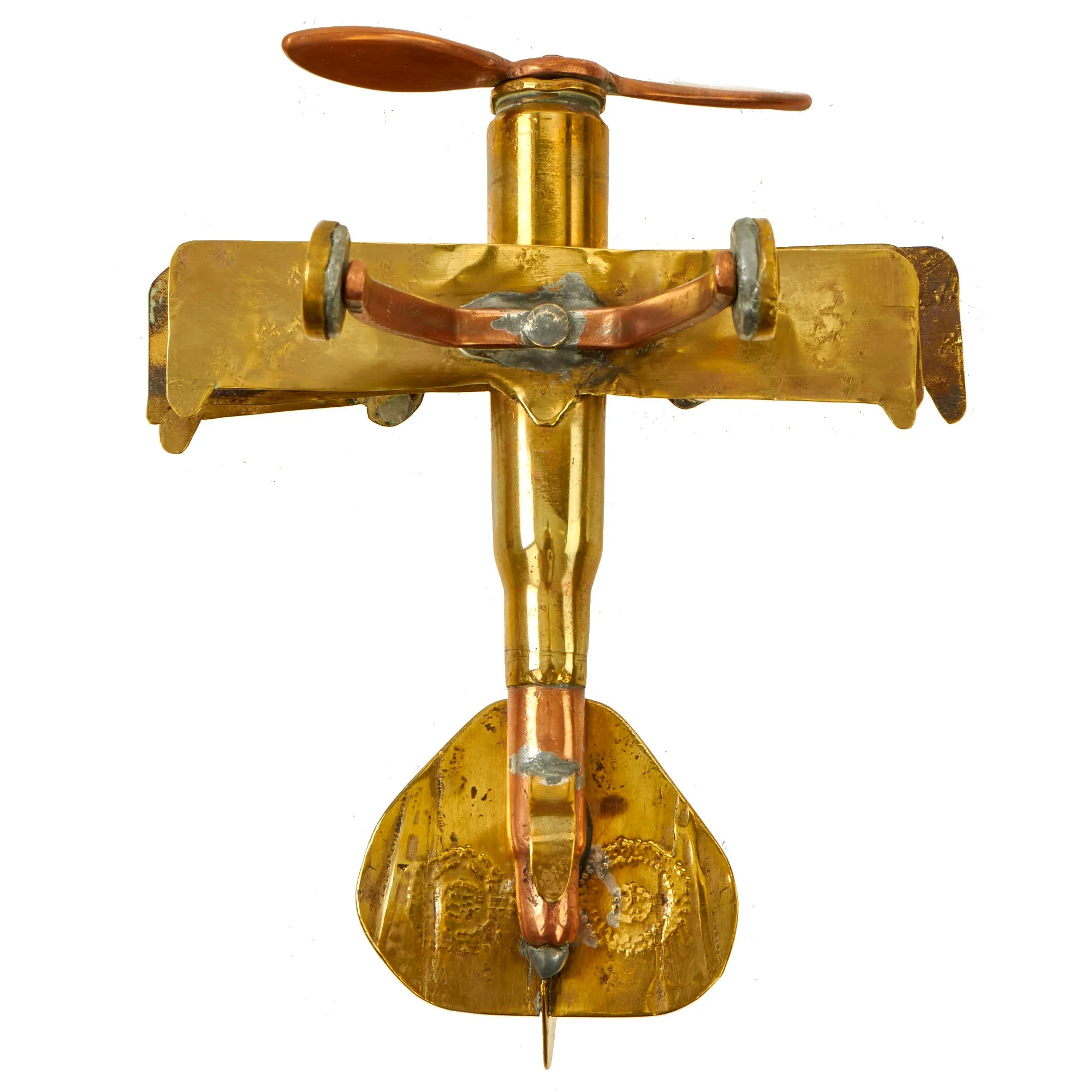 Original British WWI Era Sopwith Triplane Trench Art Constructed of Various Cartridges, Bullets and Scrap Brass