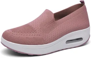 Orthopedic Sneakers for Women Platform Air Cushion Walking Shoes Lightweight Breathable Mesh Stretch Slip On Diabetic Shoes Trendy Non-Slip Comfort Loafers