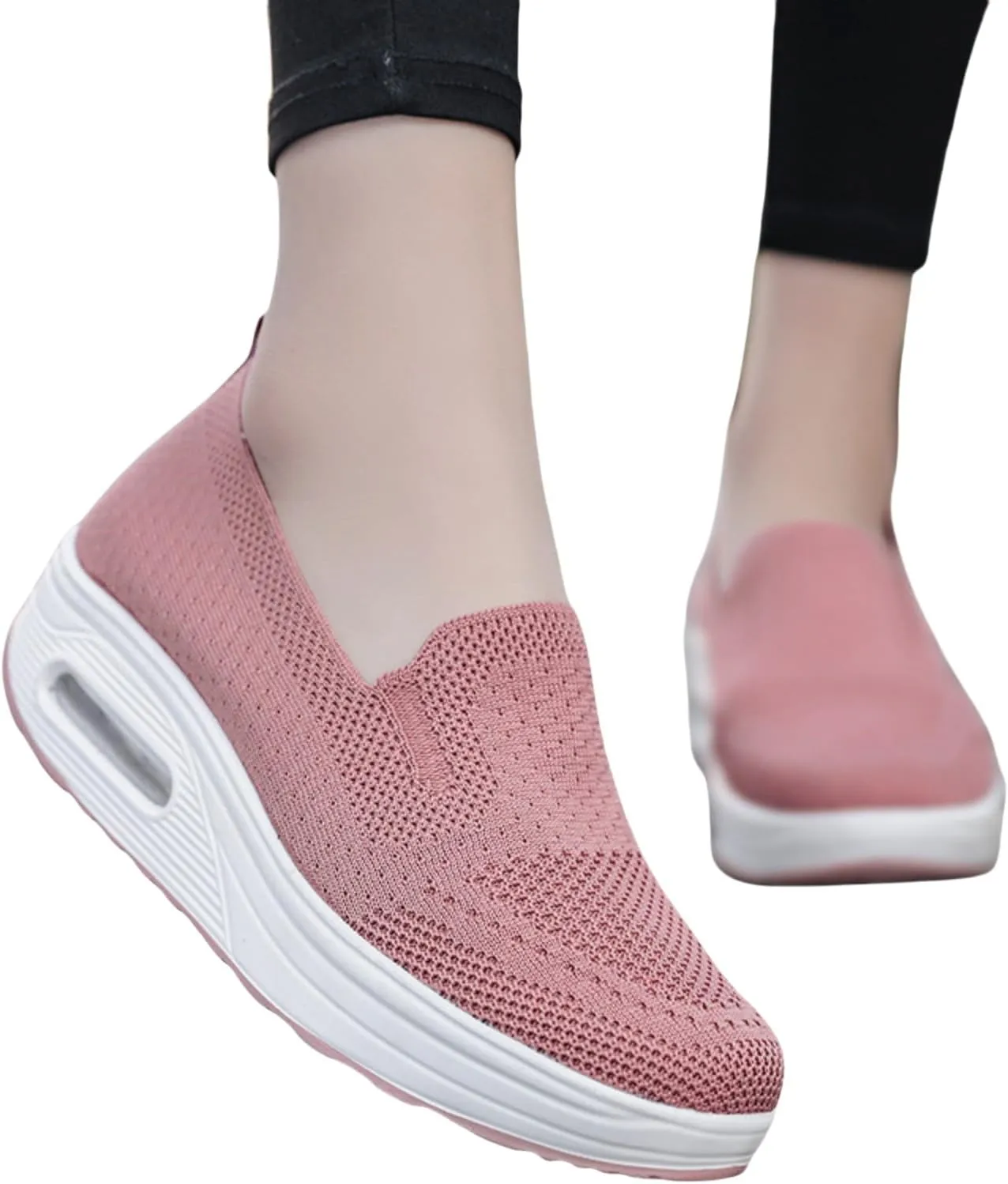 Orthopedic Sneakers for Women Platform Air Cushion Walking Shoes Lightweight Breathable Mesh Stretch Slip On Diabetic Shoes Trendy Non-Slip Comfort Loafers