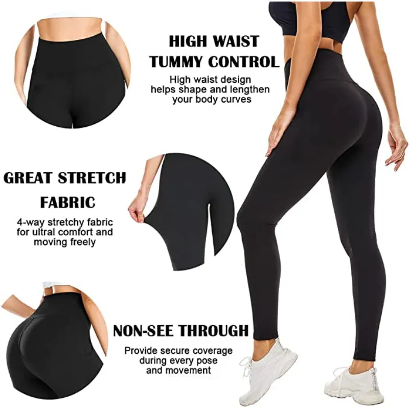 Pack Of 2 Leggings for Women Butt Lift-High Waisted Tummy Control Black Workout Yoga Pants