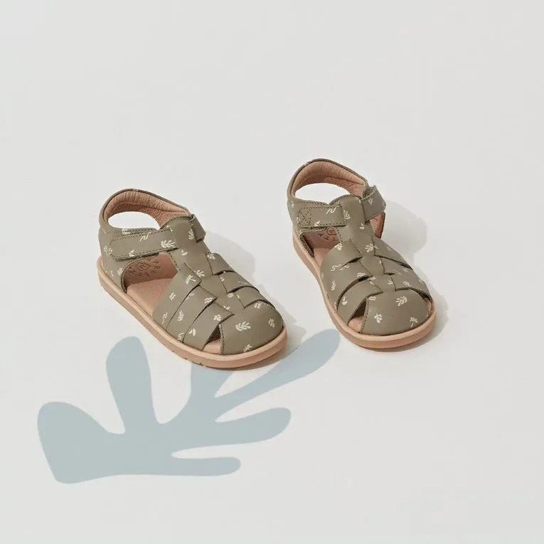 Pretty Brave Rocco Closed Toe Reef Green Leather Sandal 23-28