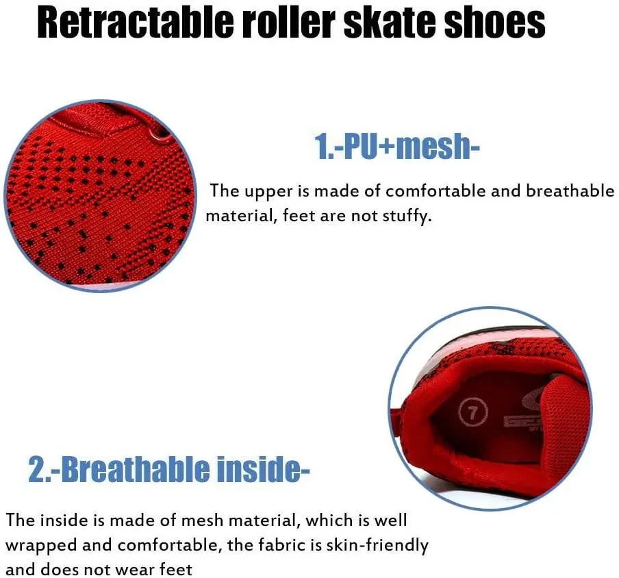 Roller Shoes USB Rechargeable Roller Skate Shoes Led Fashion Sneakers Kids Girls Boys Shoes with Wheels Comfortable Mesh Surface Thanksgiving Christmas Day Best GiftBlack-USA 7.5
