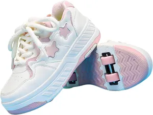 Roller Skate Shoes for Kids Boys Girls with 4-Wheels Unisex Removable Skating Shoes Wheels Sneakers Fashion Roller Wheeled