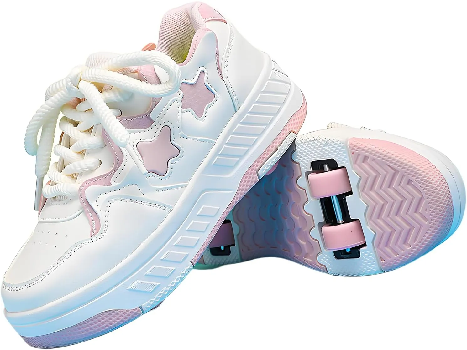 Roller Skate Shoes for Kids Boys Girls with 4-Wheels Unisex Removable Skating Shoes Wheels Sneakers Fashion Roller Wheeled