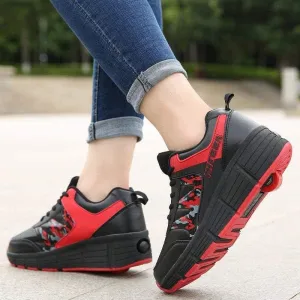 Roller Skates Girls Boys Multifunctional Roller Skates Outdoor Sports Gymnastics Trainers Automatic Retractable Technical Skateboard Shoes