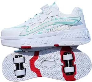 Shoes with Wheels for Boys and Girls,4 Wheels Sports Shoes, Skateboard Shoes, 2 in 1 Multifunctional Roller Skates, Outdoor Running Shoes Children's Gift-A||37