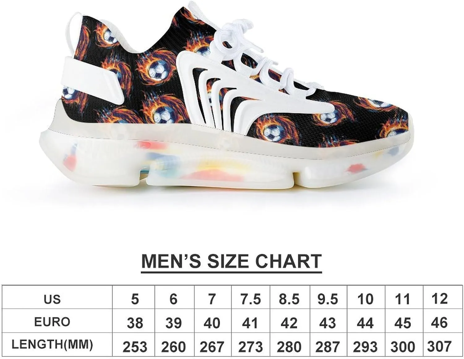 Soccer in Flame Men's Running Shoes Lightweight Walking Shoe Breathable Sneaker