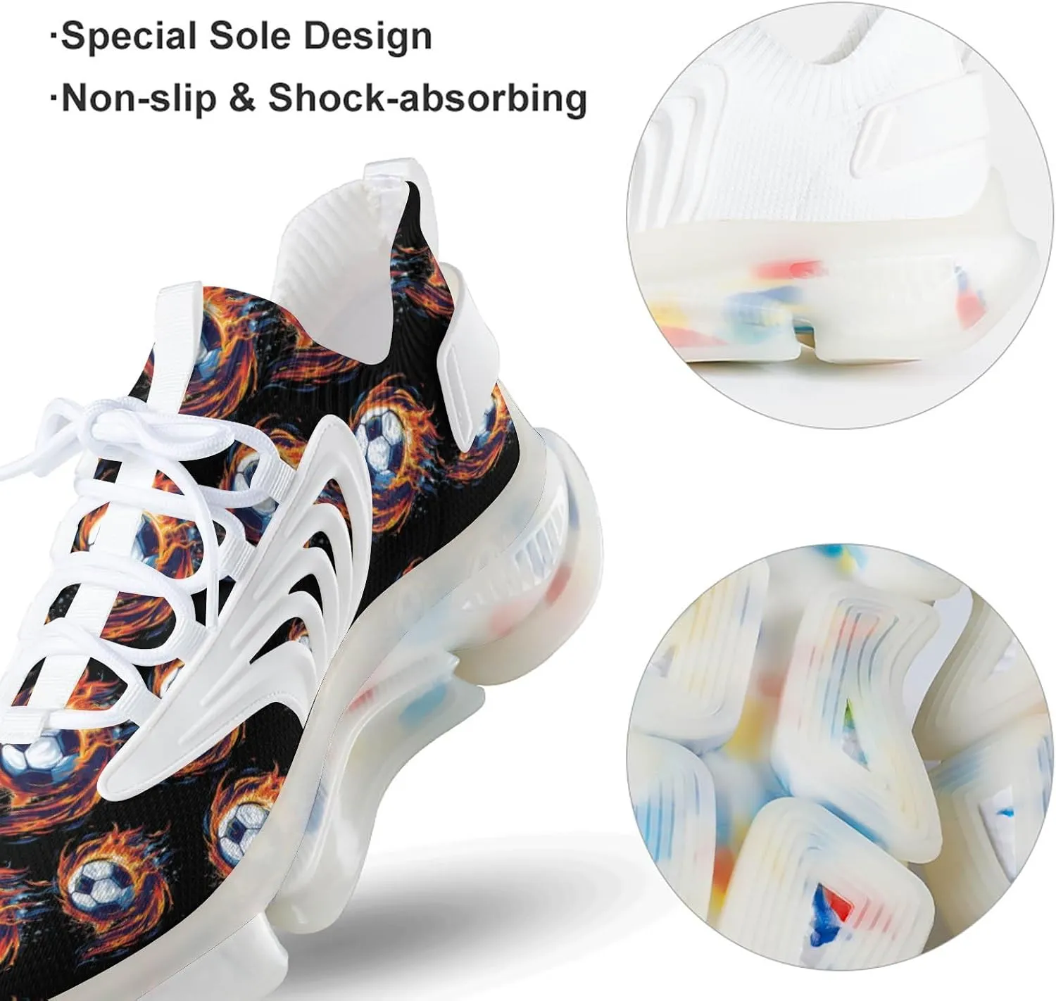 Soccer in Flame Men's Running Shoes Lightweight Walking Shoe Breathable Sneaker