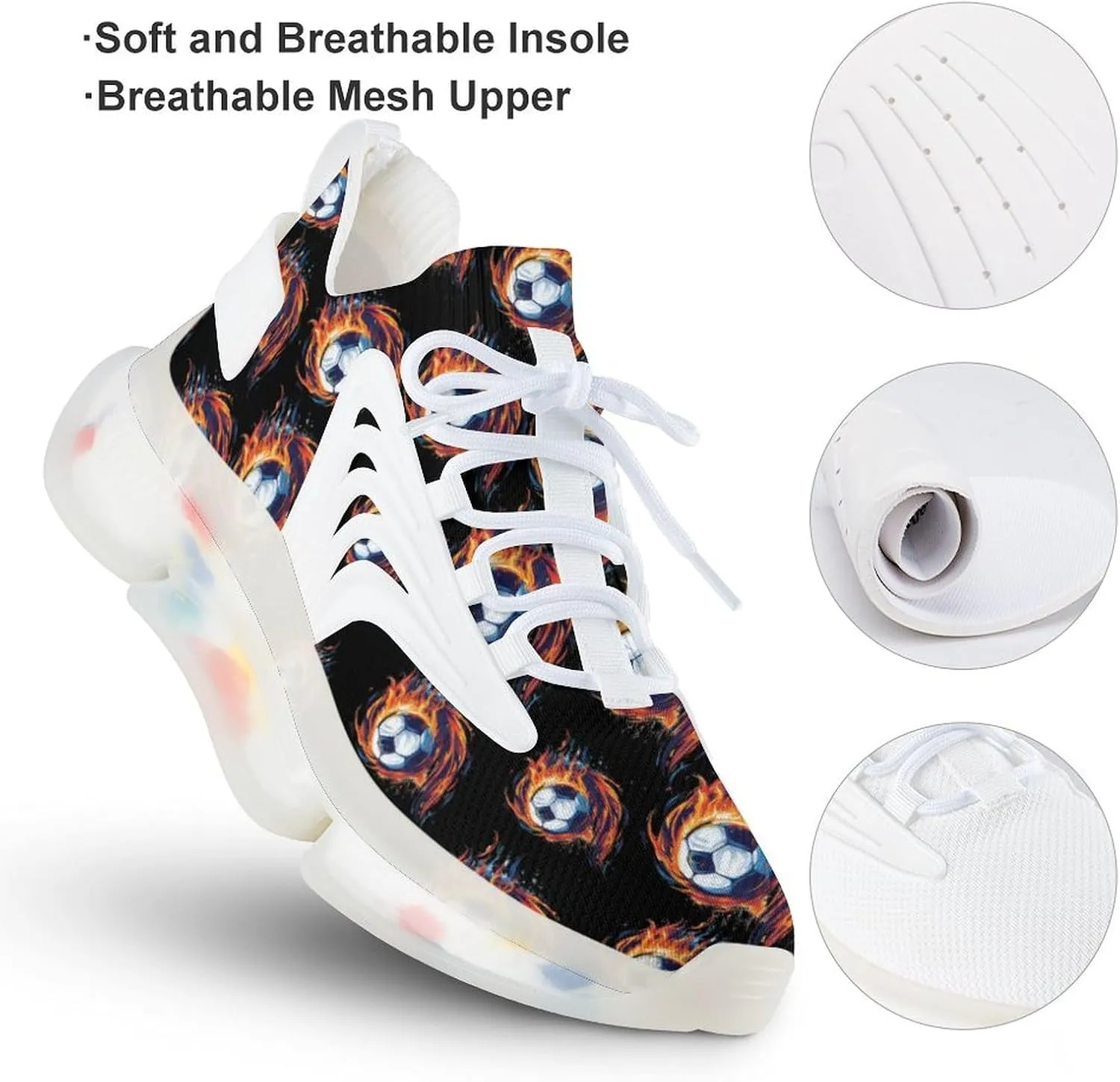 Soccer in Flame Men's Running Shoes Lightweight Walking Shoe Breathable Sneaker