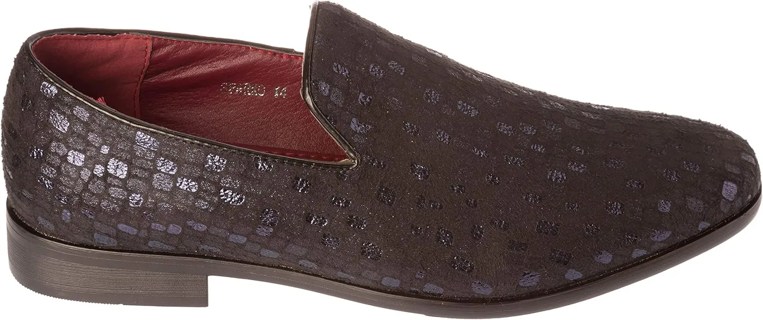 sparko14 Mens Slip-On Fashion-Loafer Sparkling-Glitter Dress-Shoes