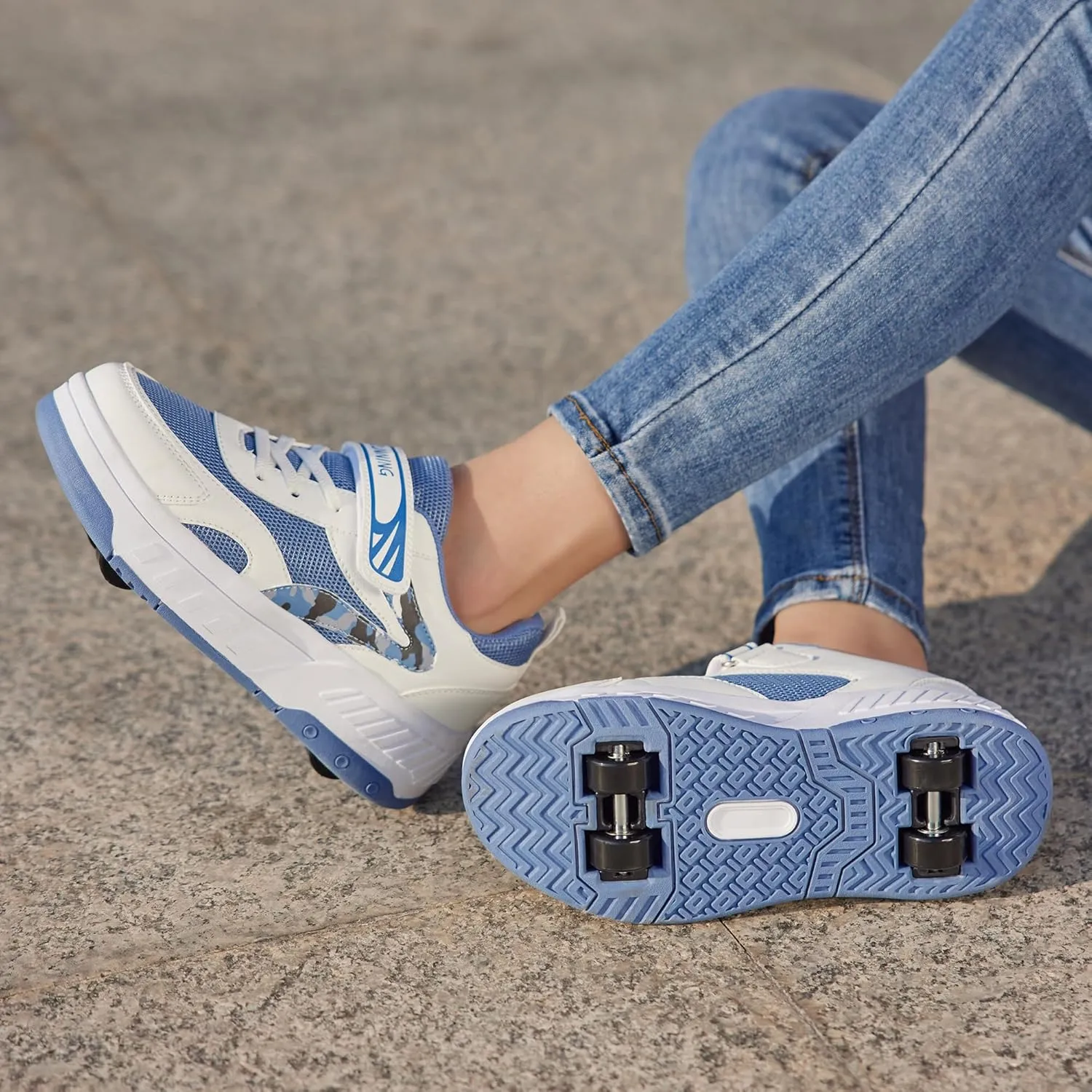 Summer Breathable Mesh 4-Wheel Kids Roller Skates Shoes for Boys Girls Stylish Durable Comfortable Sneaker
