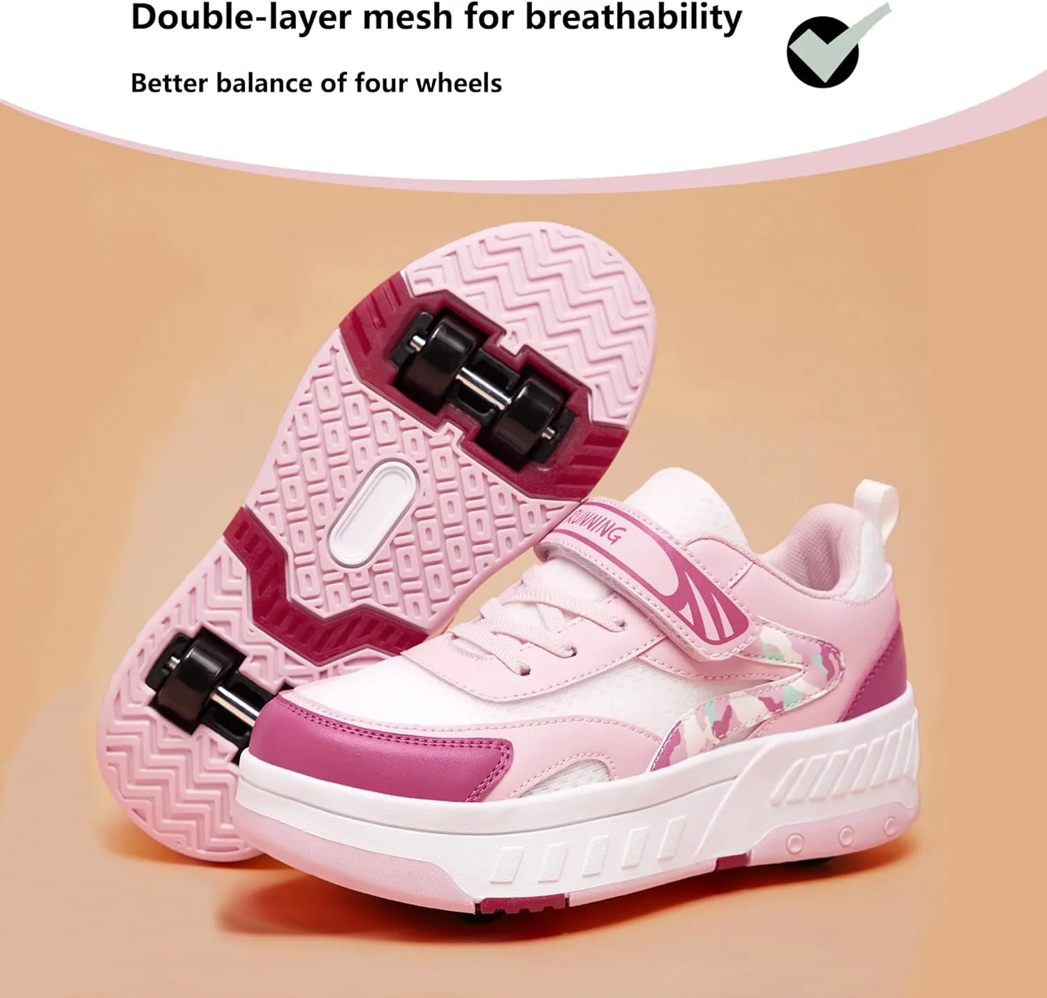 Summer Breathable Mesh 4-Wheel Kids Roller Skates Shoes for Boys Girls Stylish Durable Comfortable Sneaker