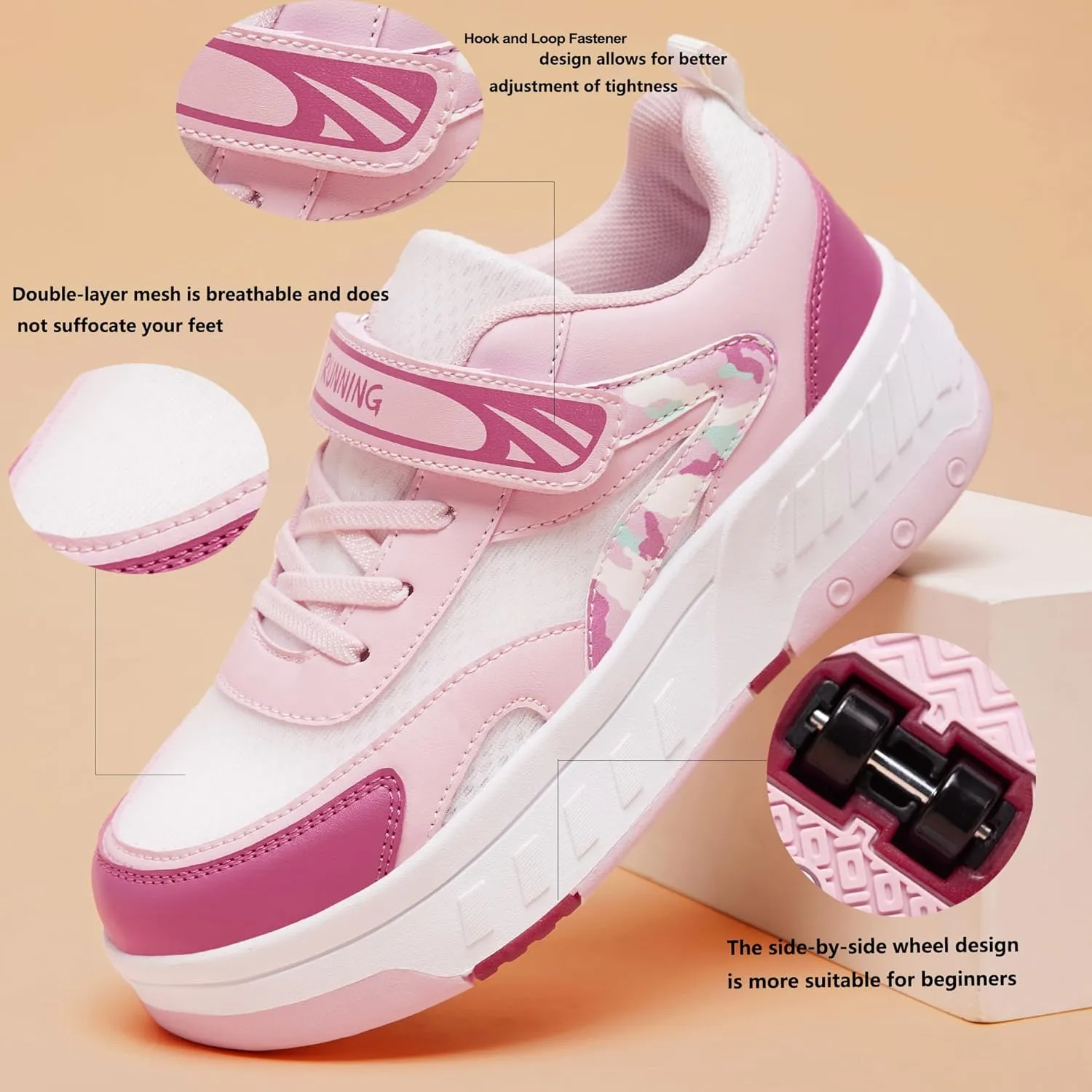 Summer Breathable Mesh 4-Wheel Kids Roller Skates Shoes for Boys Girls Stylish Durable Comfortable Sneaker