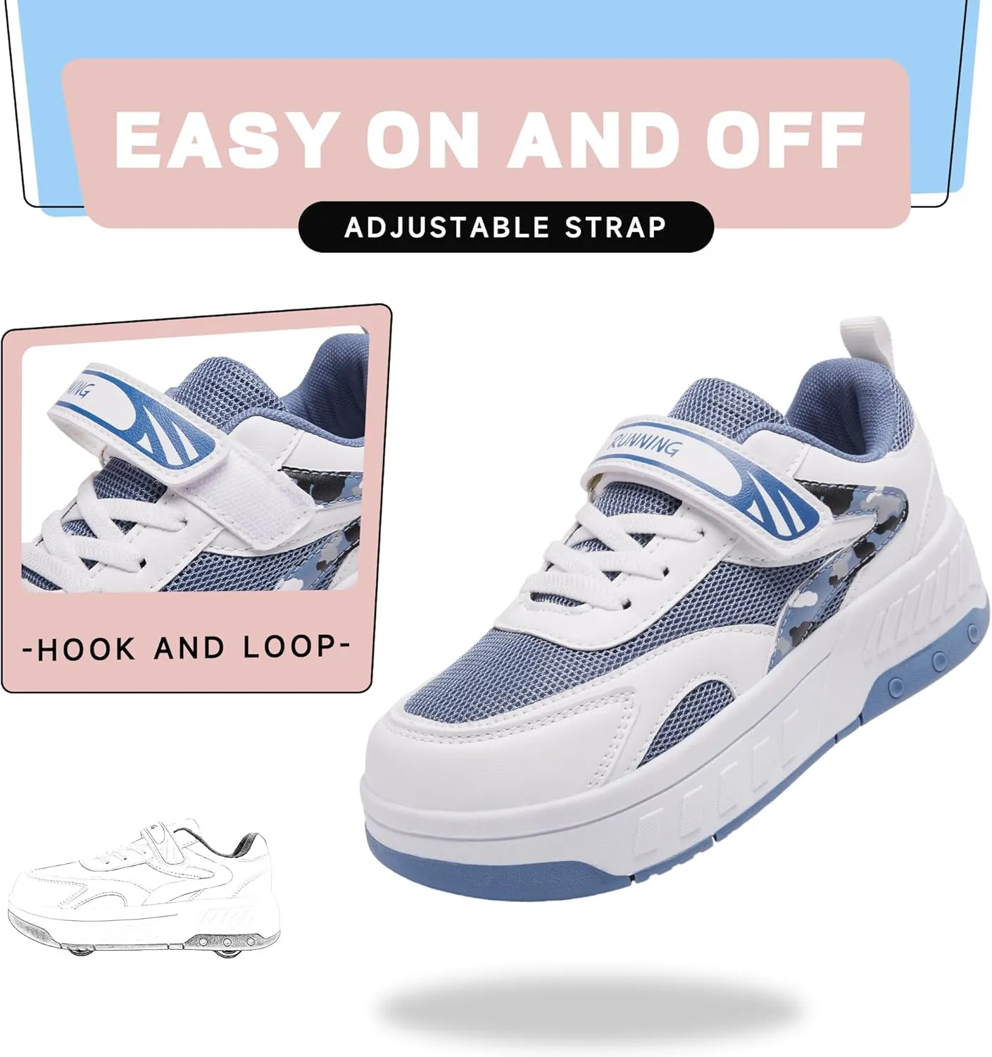 Summer Breathable Mesh 4-Wheel Kids Roller Skates Shoes for Boys Girls Stylish Durable Comfortable Sneaker