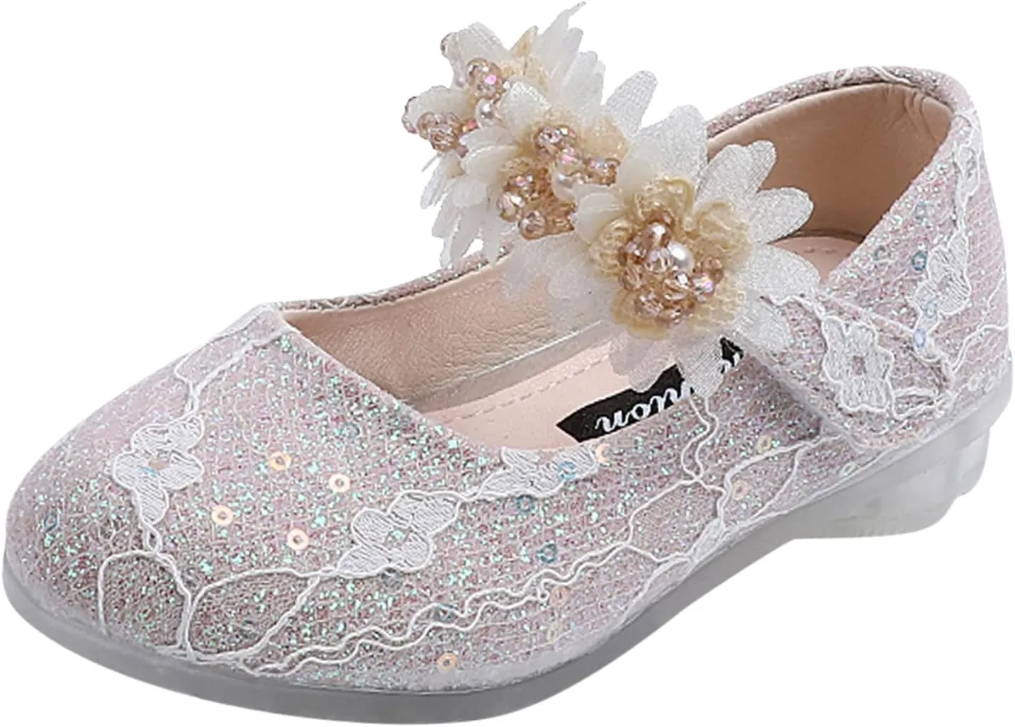 Toddler Flower Girl Dress Shoes Rhinstones Pearls Mary Jane Ballet Flats Wedding Party Toddler Kids Princess Shoes