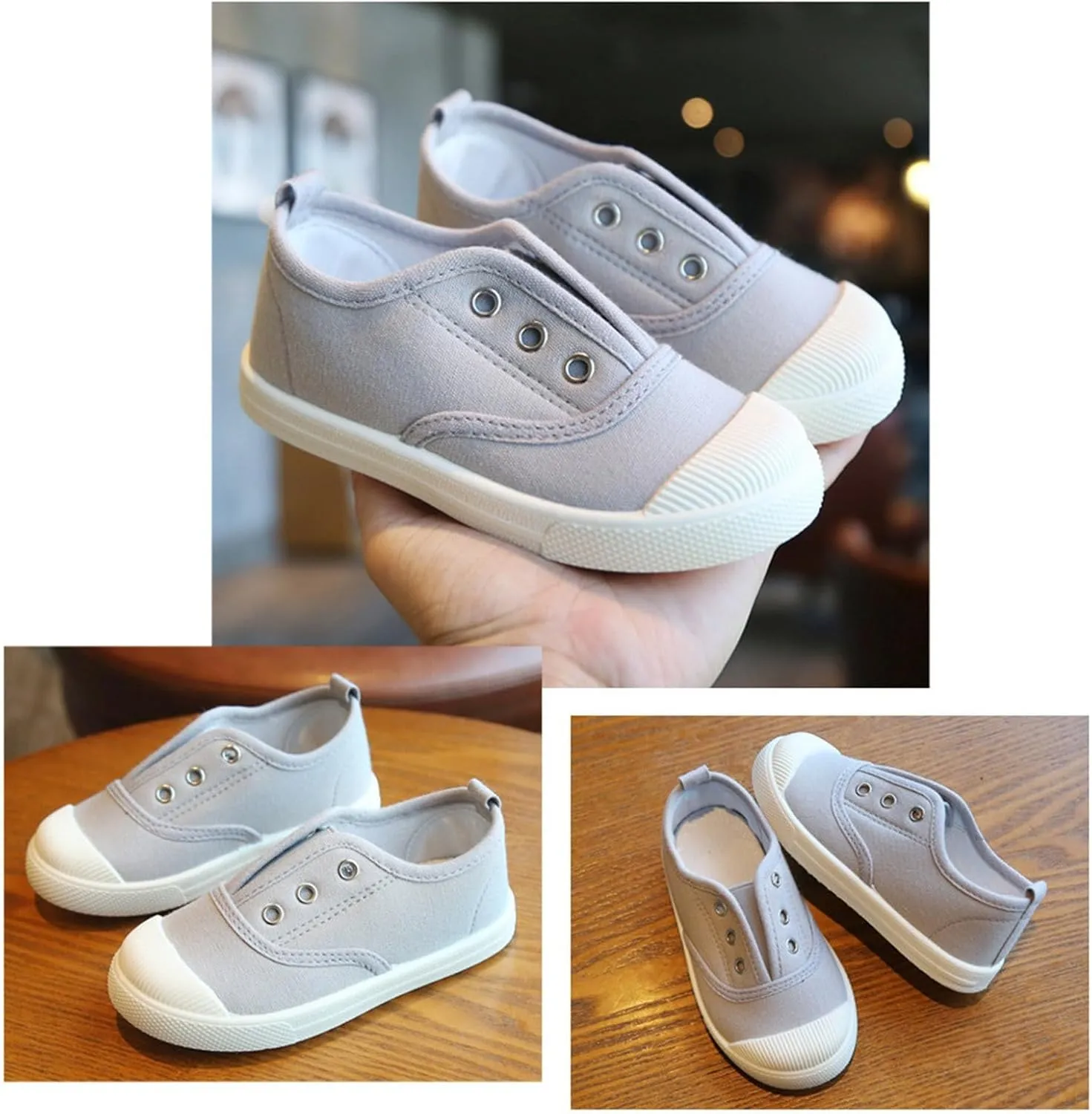 Toddler Girls Boys Canvas Light Weight Slip-On Sneakers Classical Cotton Flat Running Shoe Casual Walking Shoes