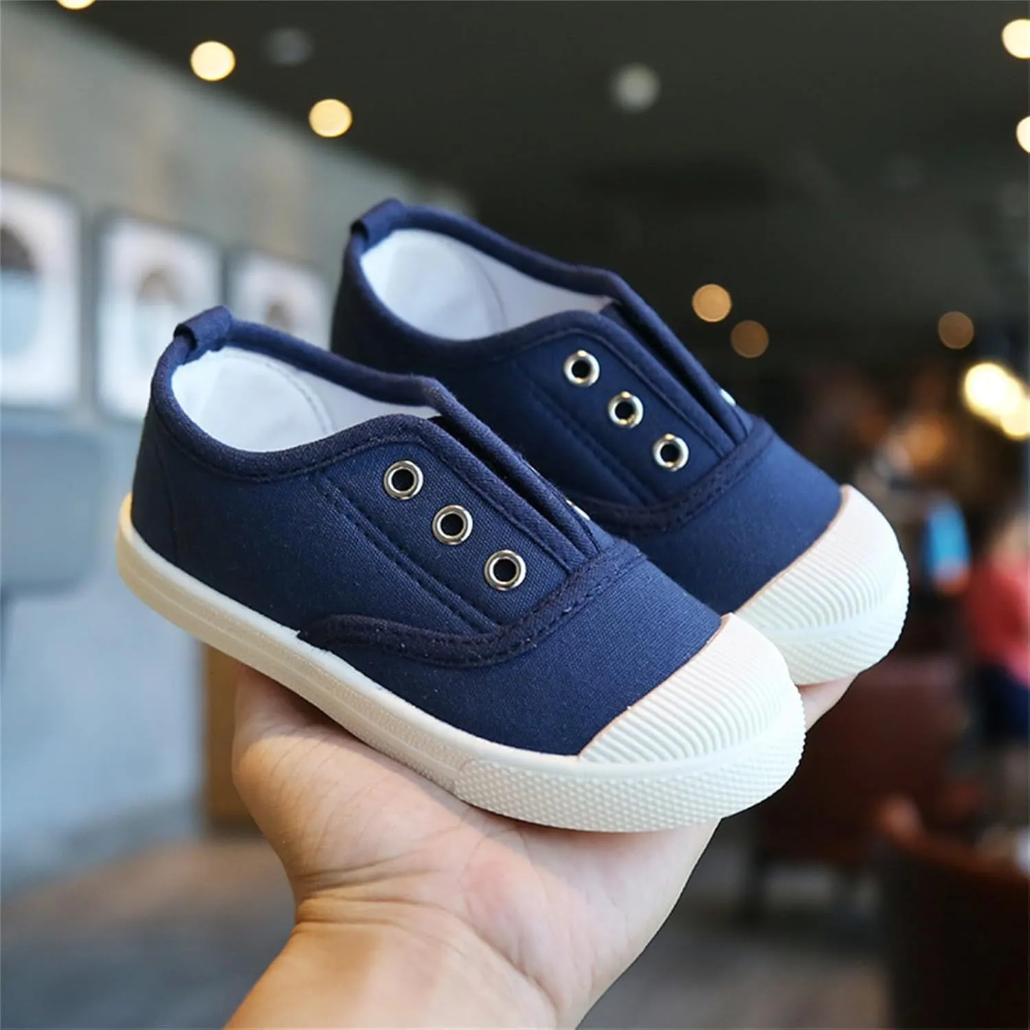 Toddler Girls Boys Canvas Light Weight Slip-On Sneakers Classical Cotton Flat Running Shoe Casual Walking Shoes