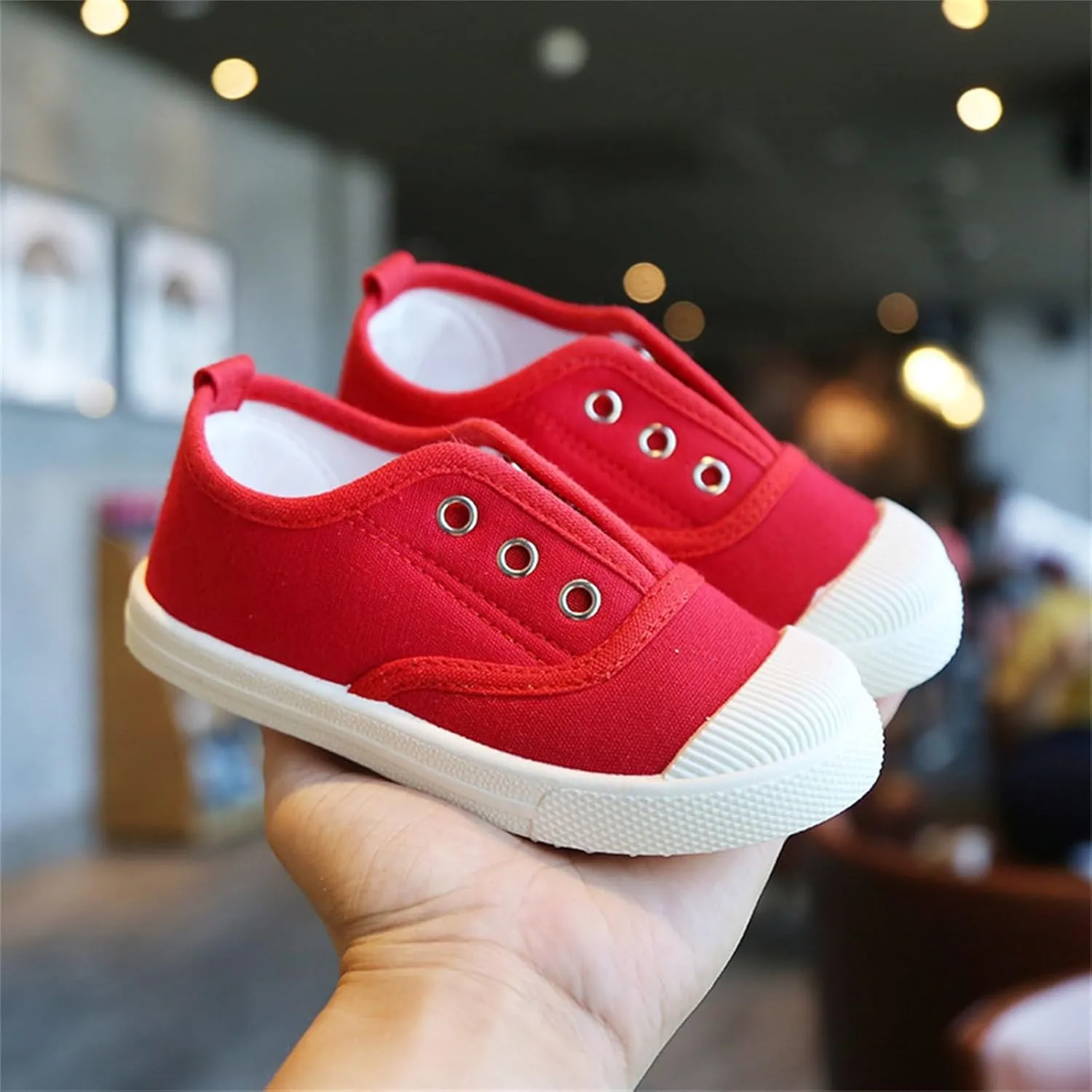Toddler Girls Boys Canvas Light Weight Slip-On Sneakers Classical Cotton Flat Running Shoe Casual Walking Shoes