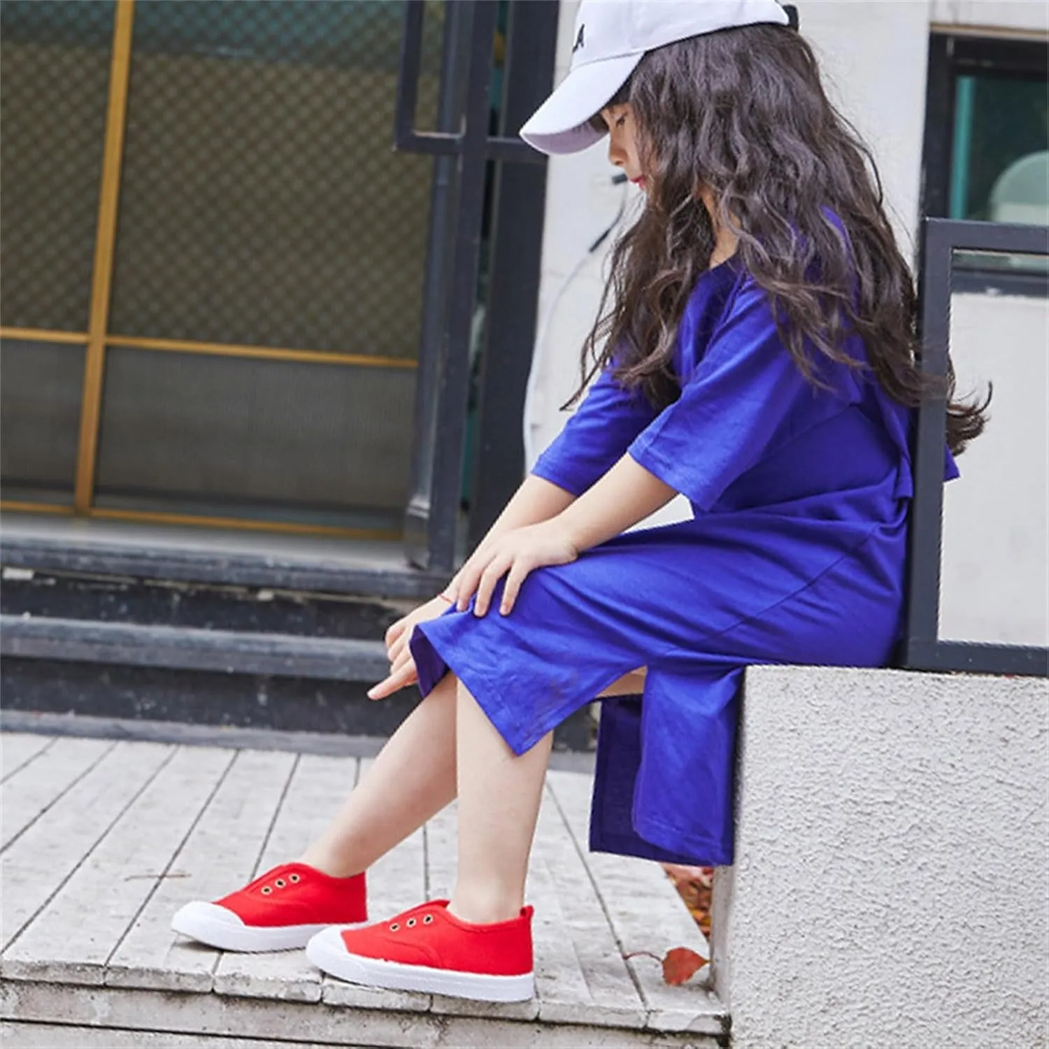 Toddler Girls Boys Canvas Light Weight Slip-On Sneakers Classical Cotton Flat Running Shoe Casual Walking Shoes